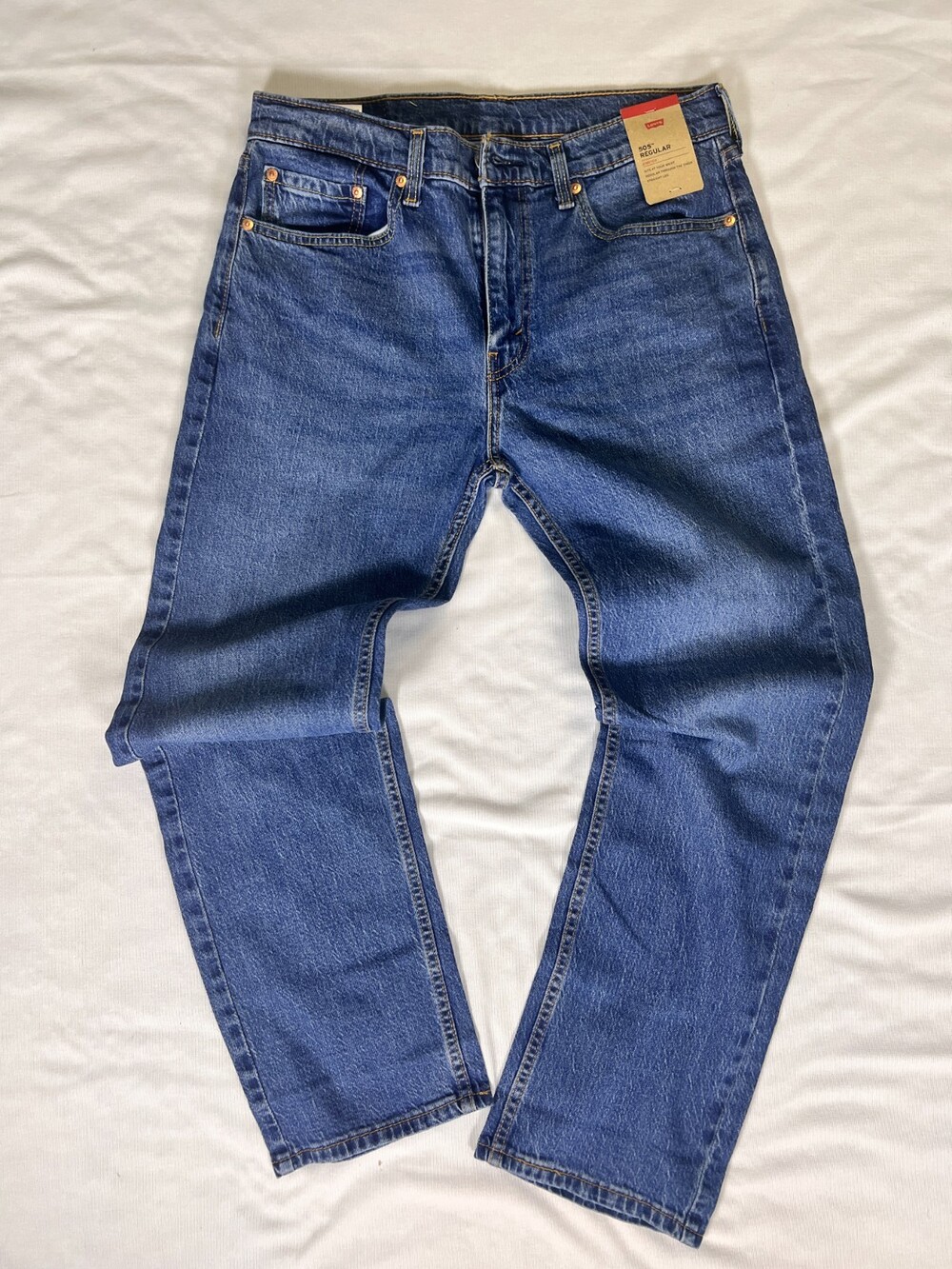 Levi's 505 Jeans Men 32x30 Blue Denim Stretch Regular (Fits 32x28)Straight Leg